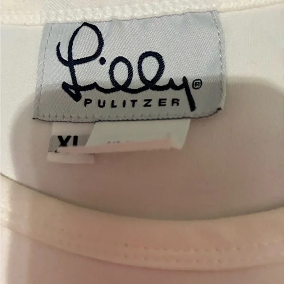 BUNDLE ITEM.*Lilly Pulitzer Off-White soft Top with Pink Embroidery Sz L - Picture 2 of 3